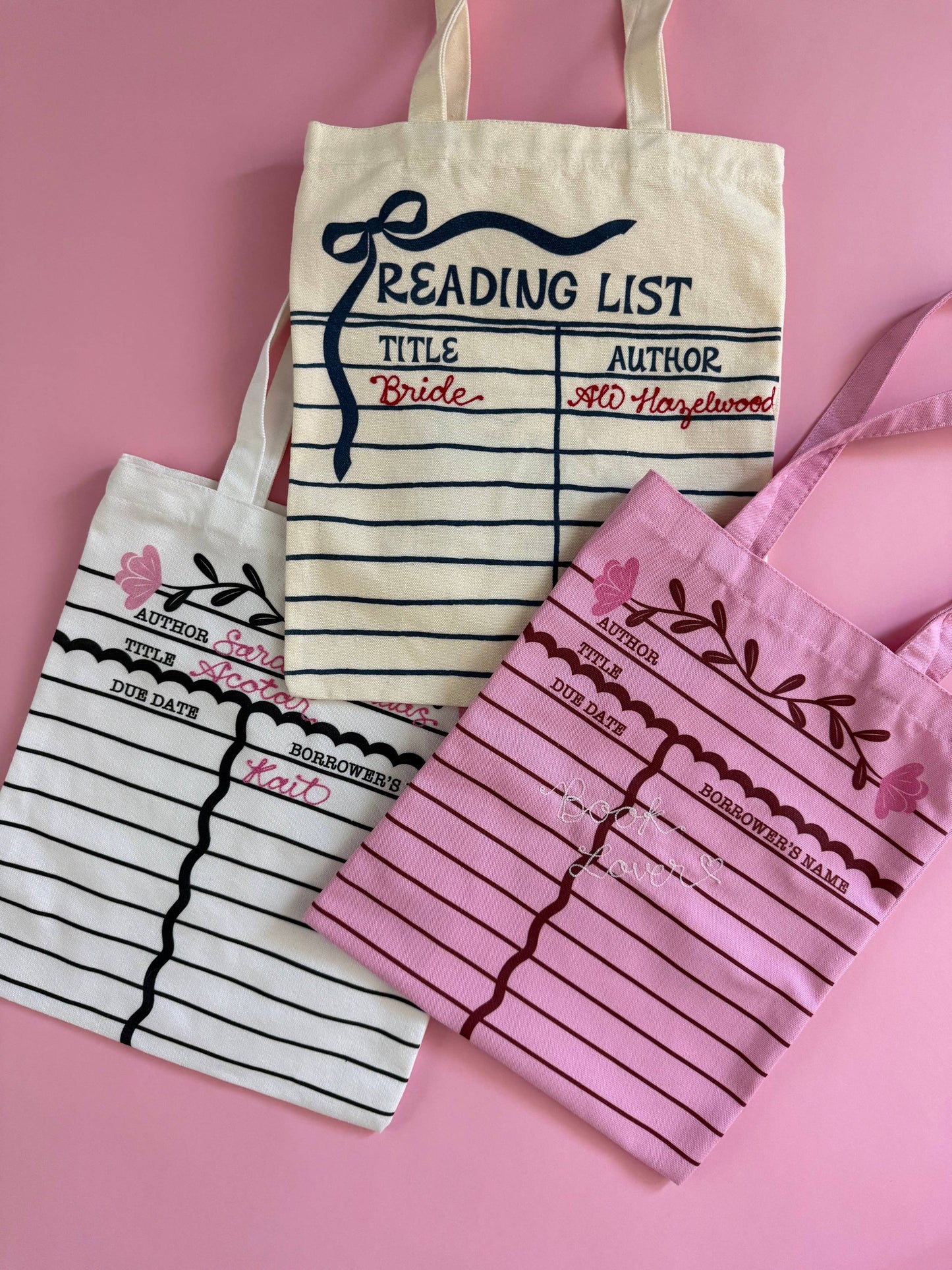 Bookish Canvas Totes | Reading List | Library Card