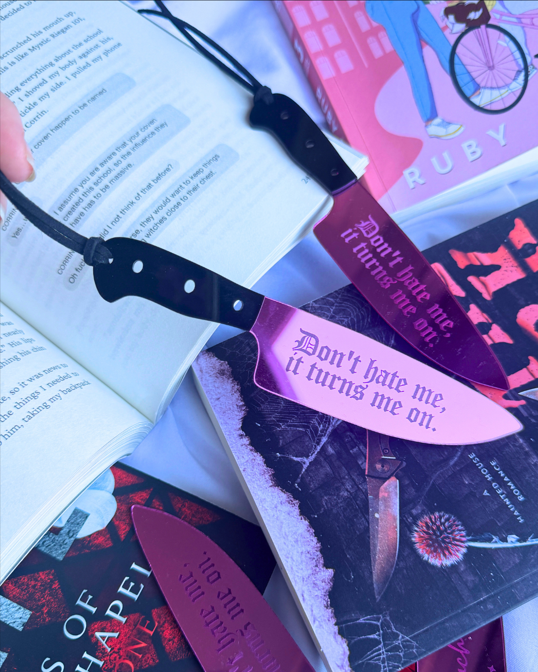Don't Hate Me, Turns Me On - Mirrored Knife Bookmark