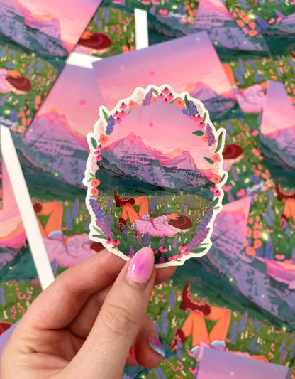 Glacier Cowgirl Clear Back Sticker