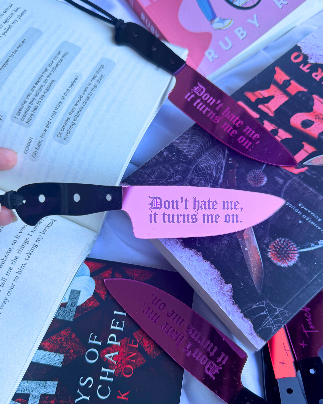 Don't Hate Me, Turns Me On - Mirrored Knife Bookmark