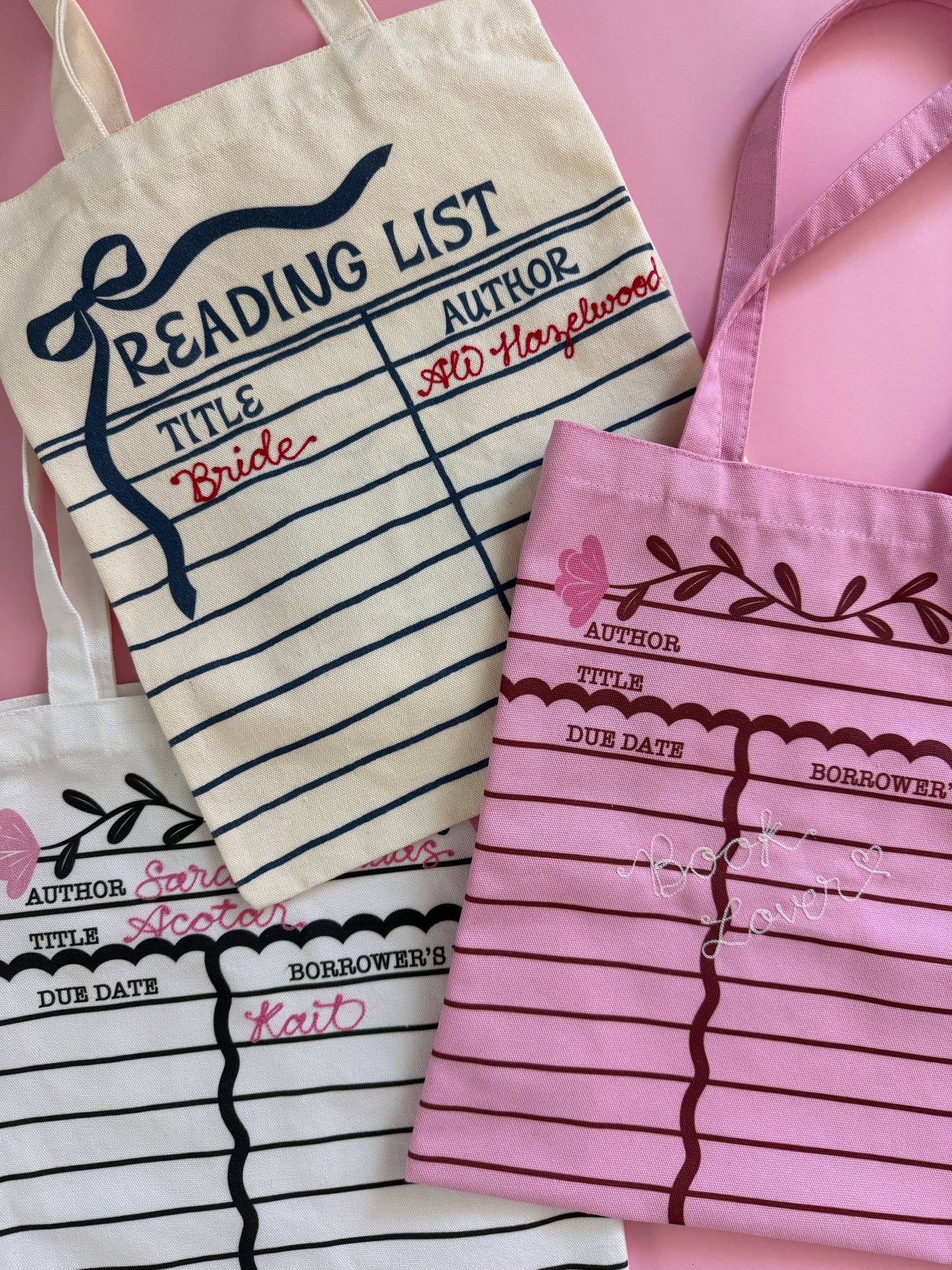 Bookish Canvas Totes | Reading List | Library Card