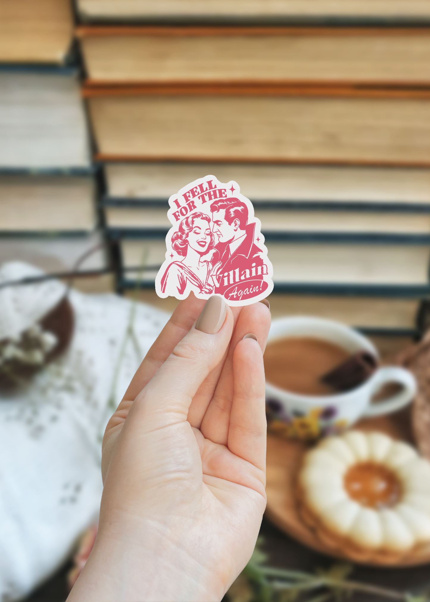 I Fell For The Villain Again Bookish Waterproof Sticker
